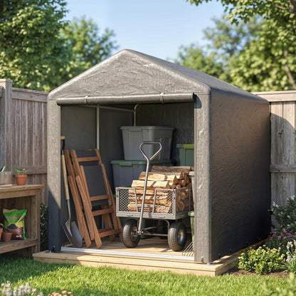 Outsunny Carpa Para Herramientas Bicicletas Y Motos 1,6x2,2x1,7 M Gris Oscuro_4