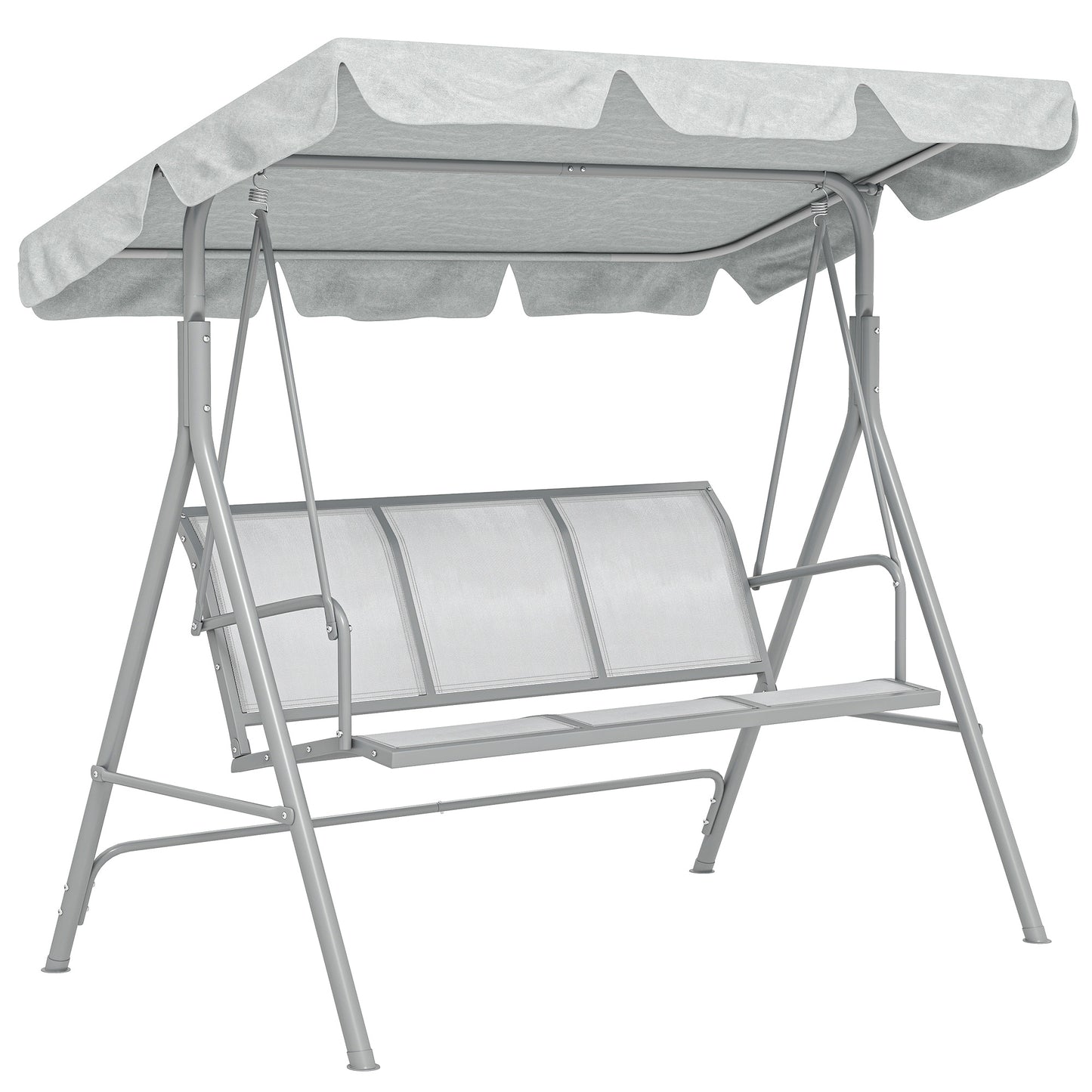 Outsunny Columpio Balancín Jardín De 3 Plazas Con Toldo Ajustable Terraza Gris_0