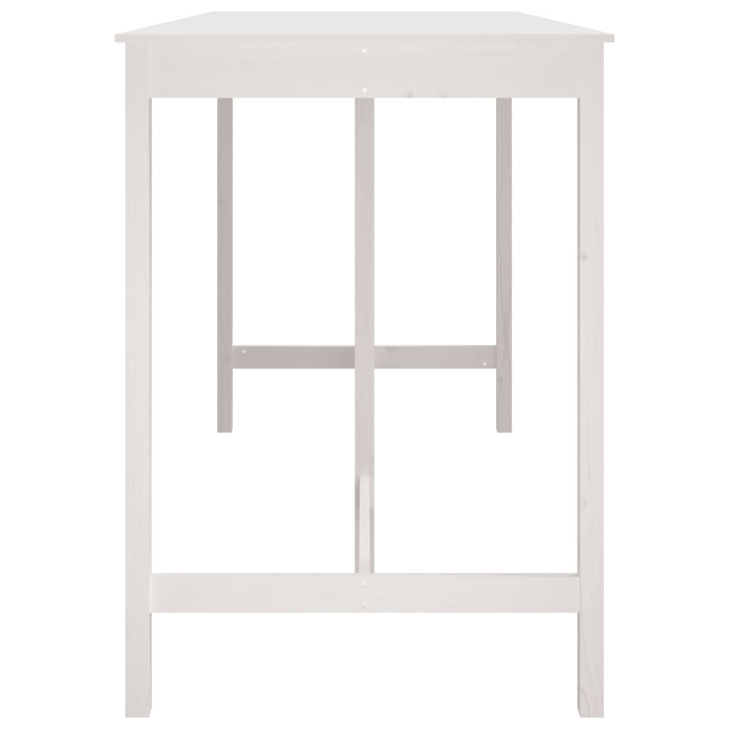 Mesa Alta De Bar Madera Maciza De Pino Blanco 180x80x110 Cm_2