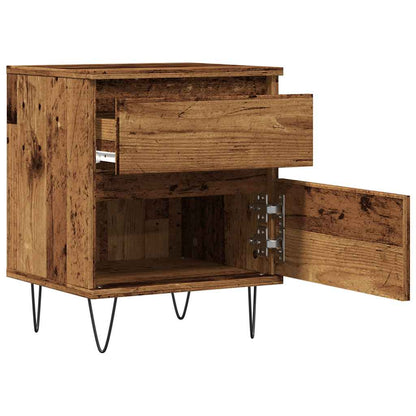 Mesita De Noche Madera Ingeniería Madera Envejecida 40x35x50 Cm_2