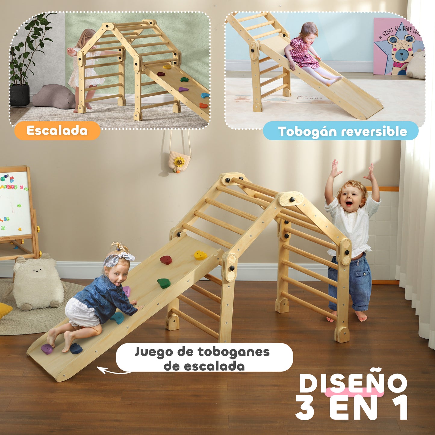 Aiyaplay Escalada Para Niños De 18-48 Meses 3 En 1 175x70x89 Cm Multicolor_3