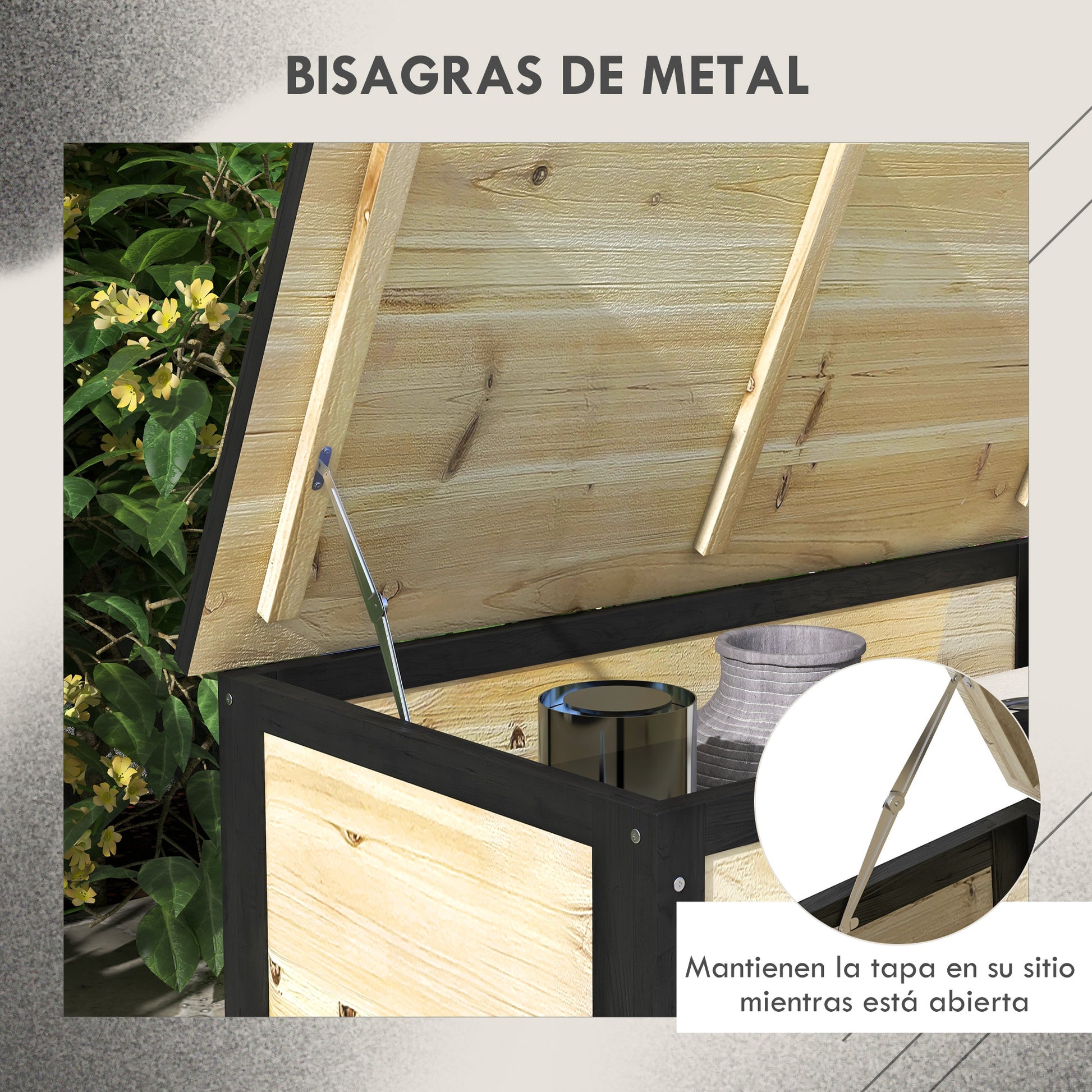 Outsunny Baúl De Exterior Con 4 Ruedas 100x50x43 Cm Natural Y Negro_5