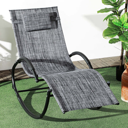 Outsunny Mecedora De Exterior Con Reposacabezas Reposabrazos 155x61x88 Cm Gris_1
