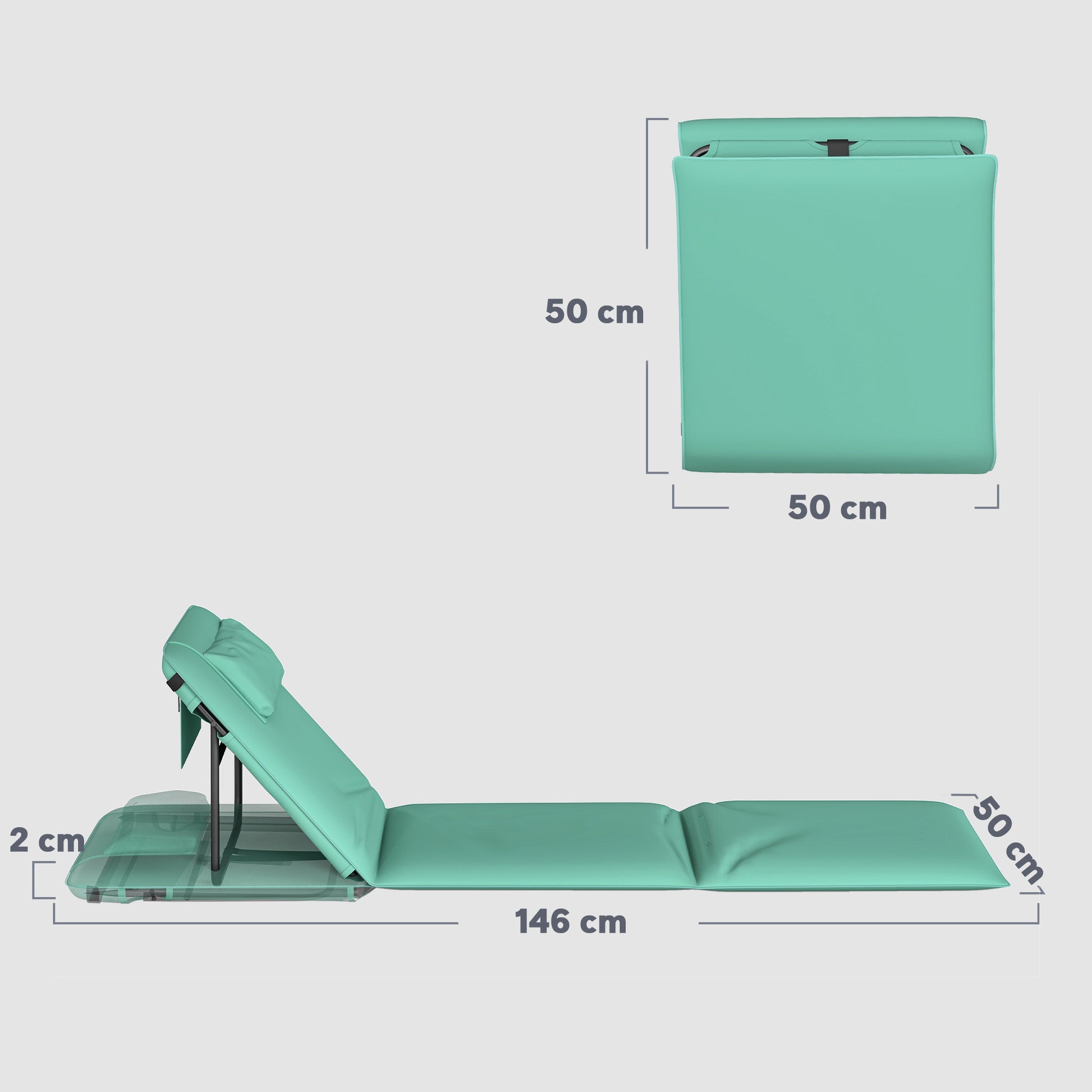 Outsunny 2 Esterillas De Playa Plegable Con Respaldo Ajustable Verde_2