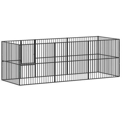 Vidaxl Corralito Para Perros Con 8 Paneles Acero Galvanizado Negro_5