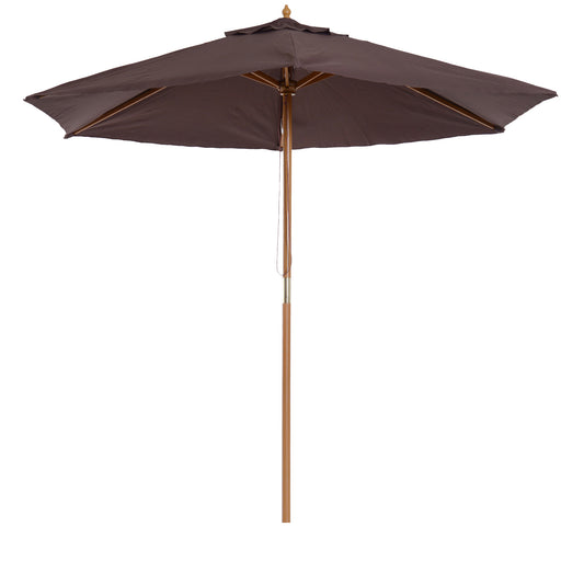 Outsunny Sombrilla De Jardín Con 6 Varillas De Bambú Y Poste Desmontable Ø2,5 M_0