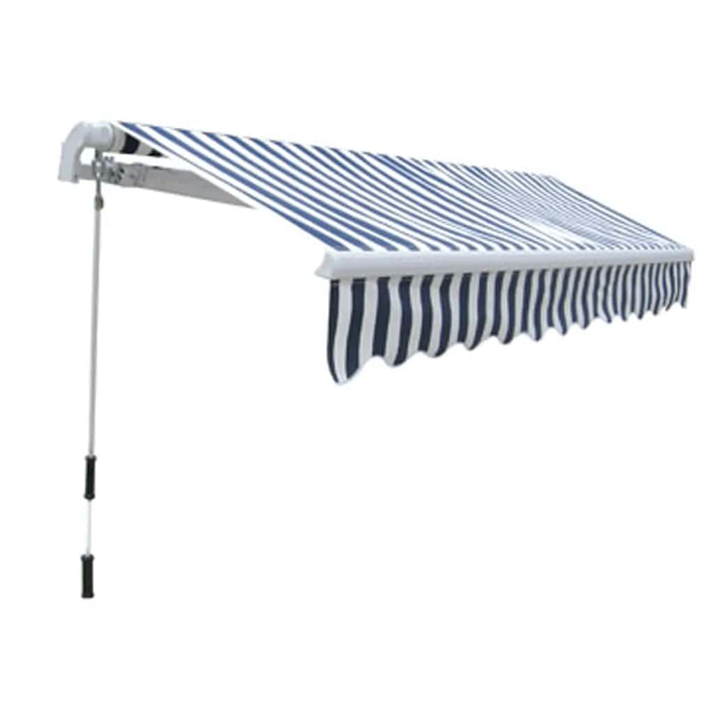Toldo Plegable De Operación Manual 300 Cm Azul Y Blanco_3
