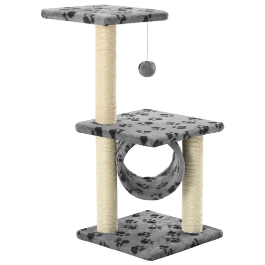 Vidaxl Rascador Para Gatos Con Poste De Sisal 65 Cm Huellas Gris_0
