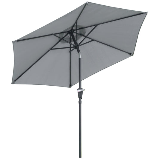 Outsunny Sombrilla Terraza Exterior Ø230 Cm Con Ángulo Ajustable Gris_0