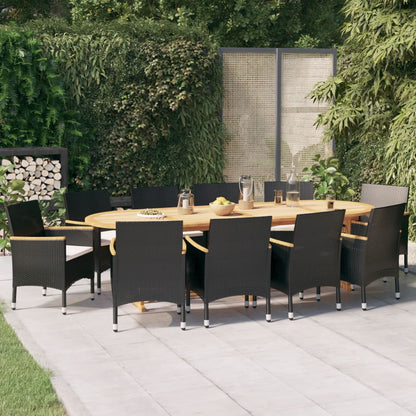 Juego De Comedor De Jardín 11 Piezas Con Cojines Negro / Vetonek_3
