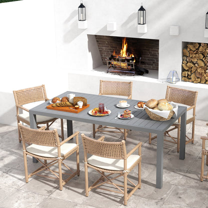 Outsunny Mesa De Jardín Extensible Con Marco De Aluminio 180/240x94x73 Cm Gris_3