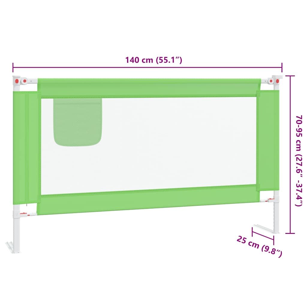 Vidaxl Barandilla De Seguridad Cama De Niño Verde Tela 140x25 Cm_2