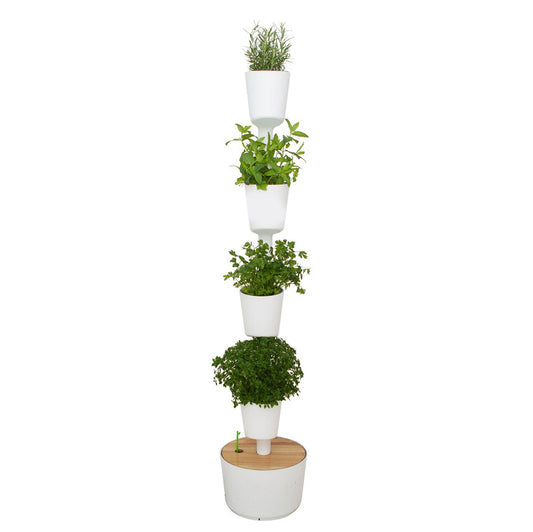 Huerto Vertical De Interior Citysens; Color Blanco; 4 Macetas; Incluye Kit De Semillas De Plantas Aromáticas_0