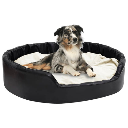 Vidaxl Cama De Perros Felpa Y Cuero Sintético Negro Beige 99x89x21 Cm_5