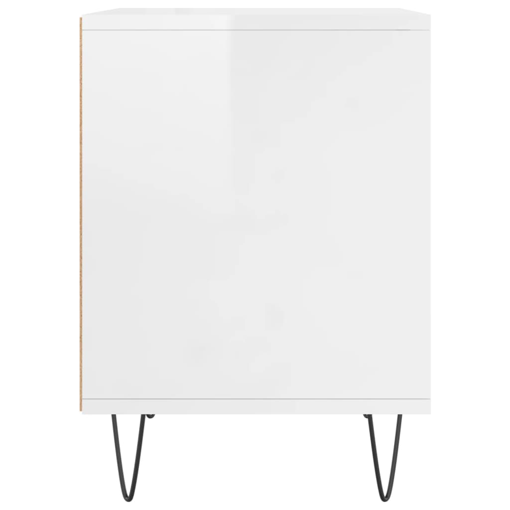 Mesita De Noche Madera De Ingeniería Blanco Brillo 40x35x50 Cm_3
