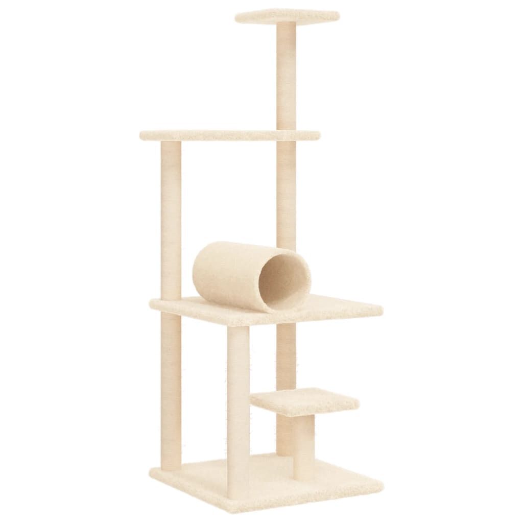 Vidaxl Rascador Para Gatos Con Postes De Sisal Color Crema 136 Cm_0