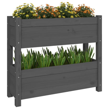 Jardinera De Madera Maciza De Pino Gris 77x25x66 Cm_3
