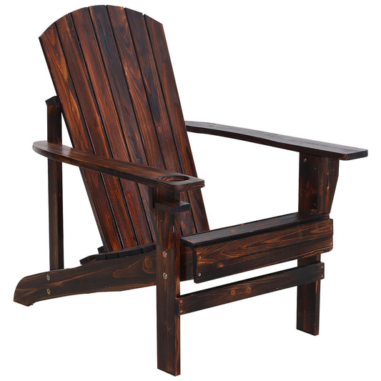 Outsunny Silla Adirondack Jardín De Madera Con Reposabrazos 72x95x93 Cm Marrón_0