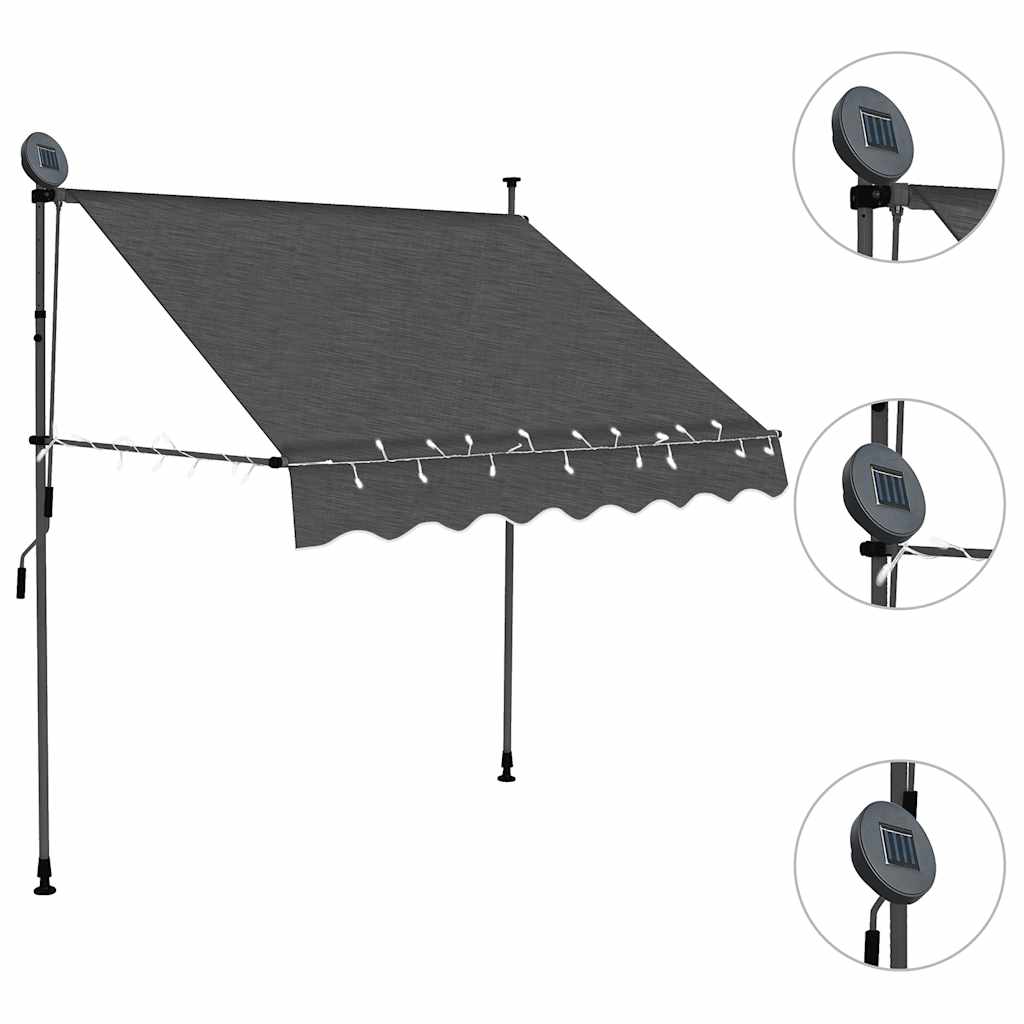 Toldo Manual Retráctil Con Led Gris Antracita 100 Cm_2