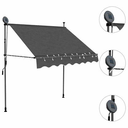 Toldo Manual Retráctil Con Led Gris Antracita 100 Cm_2