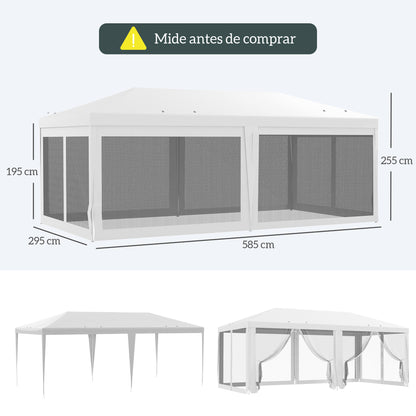 Outsunny Carpa De Jardín 6x3 M Con 6 Mosquiteras Laterales Blanco_2