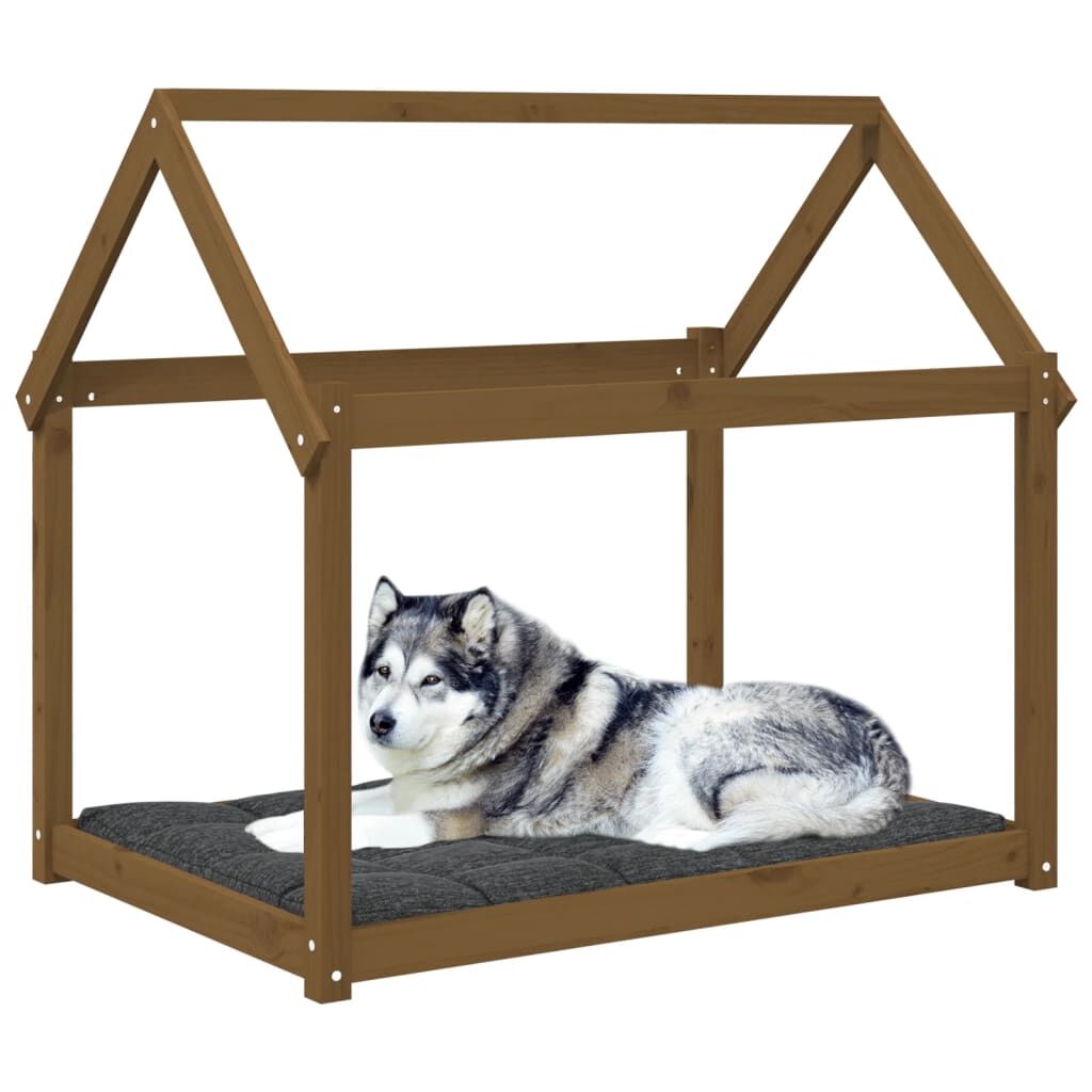 Vidaxl Cama Para Perros Madera Maciza Pino Marrón Miel 111x80x100 Cm_3