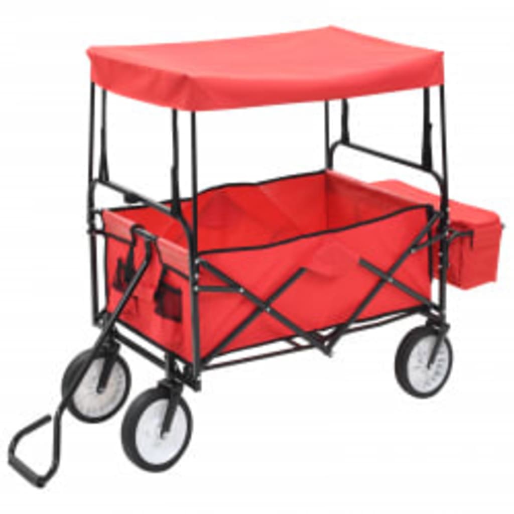Carrito De Mano Plegable De Acero Con Capota Rojo_2