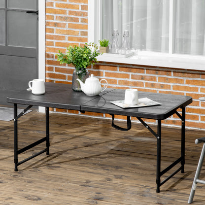 Outsunny Mesa De Jardín Plegable Con Altura Ajustable 118x60x56-74cm Gris Oscuro_1