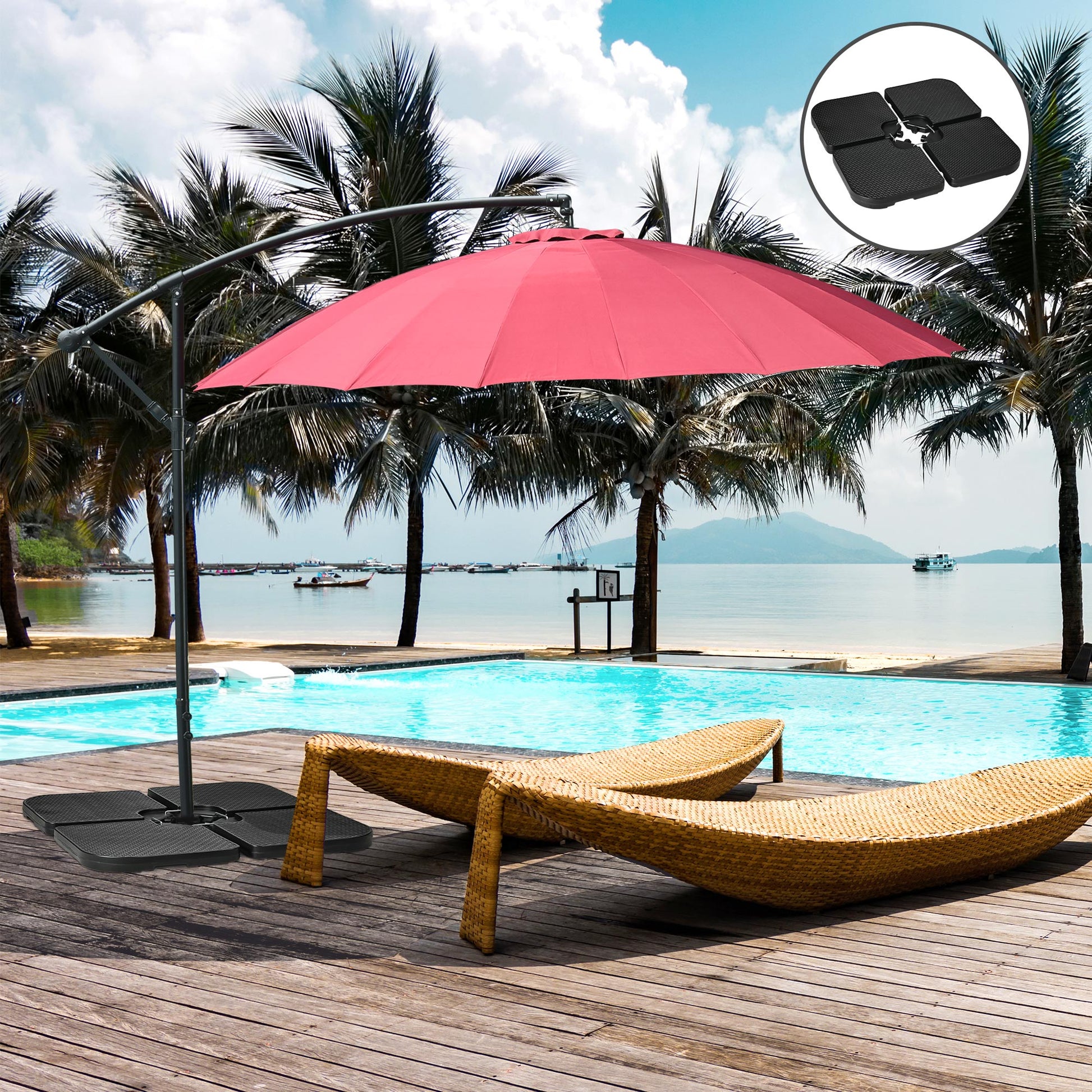 Outsunny Base Para Sombrilla De 4 Piezas Rellenable Con Agua 59 Kg O Arena 80 Kg_1