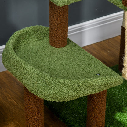 Pawhut Árbol Rascador Para Gatos Mediano Con Poste De Sisal 49x40x107 Cm Verde_4