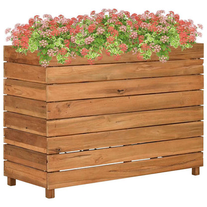 Arriate Elevado Madera De Teca Reciclada Y Acero 100x40x72 Cm_1