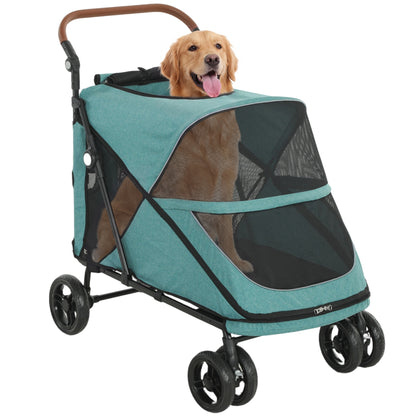 Pawhut Carrito Para Perros Y Gatos Grande Plegable Con Un Botón Hasta 30 Kg_0