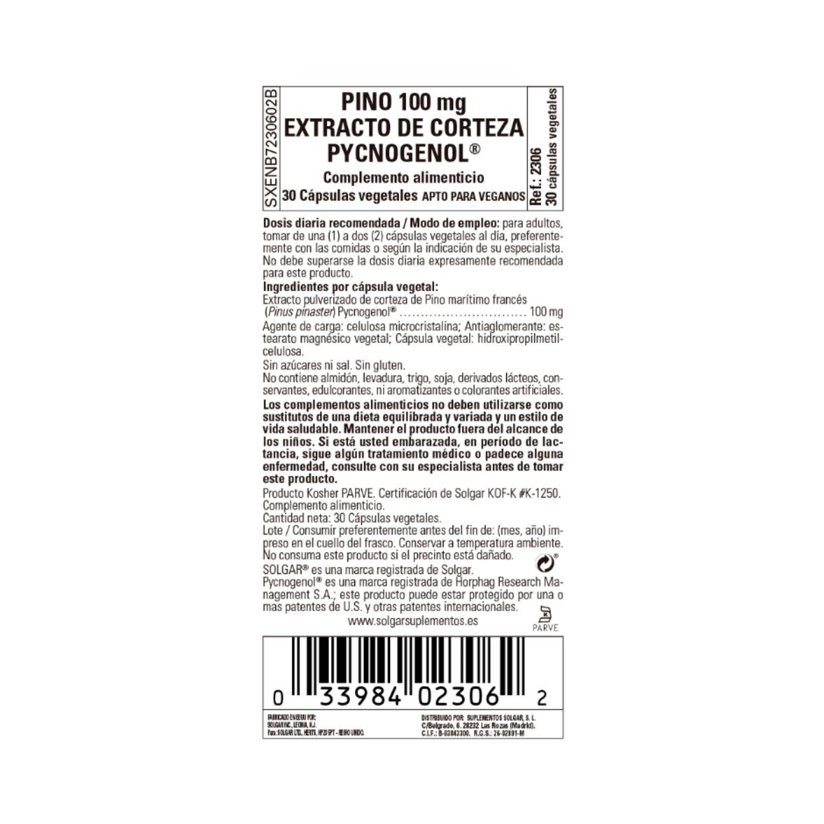 Pycnogenol 30 cápsulas vegetales (100mg)