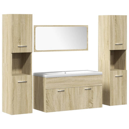 Juego De Muebles De Baño 5 Pzas Madera Ingeniería Roble Sonoma / Vetonek_3