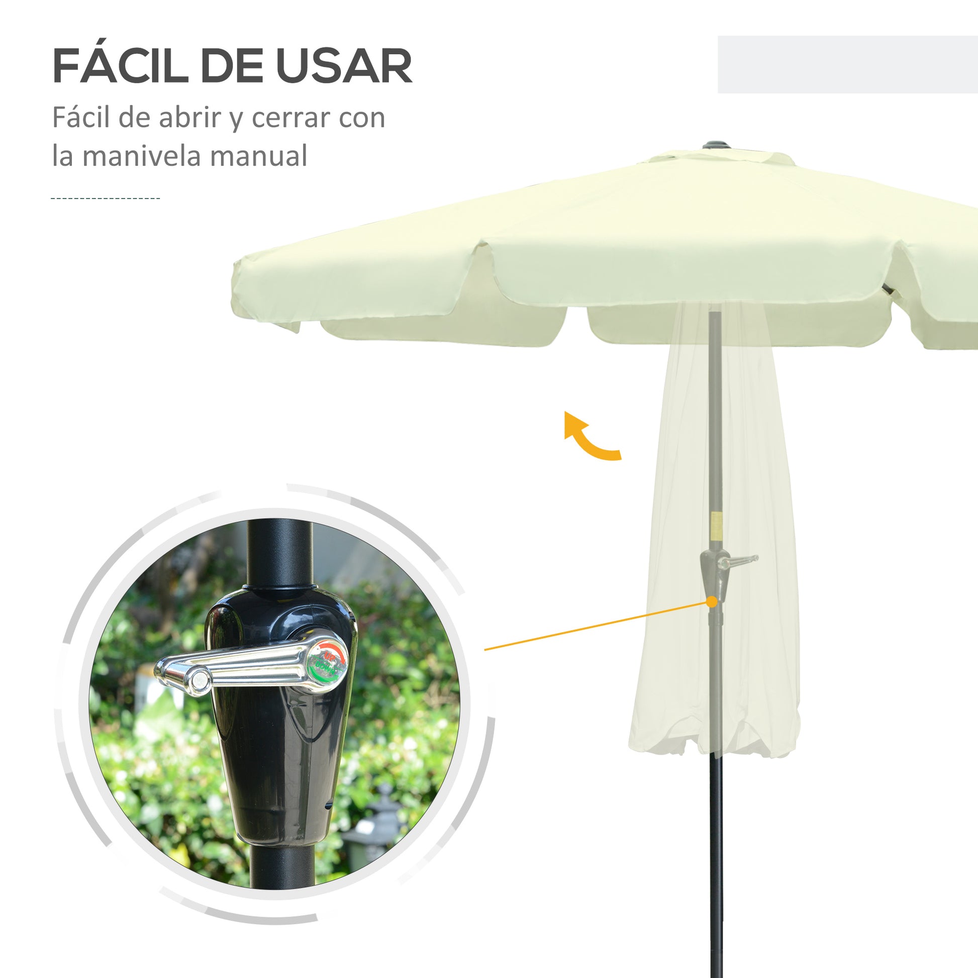 Outsunny Sombrilla De Jardín De Aluminio Ø266x248,5 Cm Con Ángulo Ajustable_4