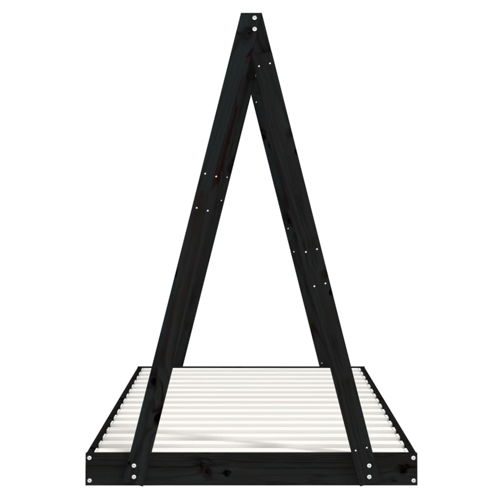 Vidaxl Estructura De Cama Para Niños Madera De Pino Negro 90x200 Cm_4