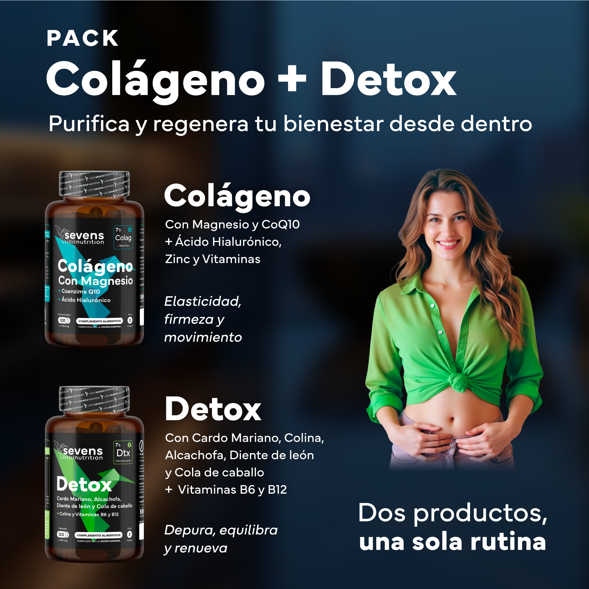 Colágeno Marino Con Magnesio + Detox Con Cardo Mariano. Sevens Nutrition. Articulaciones, Piel Y Depuración Hepática_1