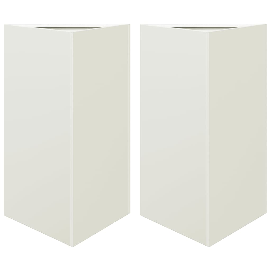 Jardineras Triangulares 2 Uds Acero Blanco 50x43x75 Cm_0