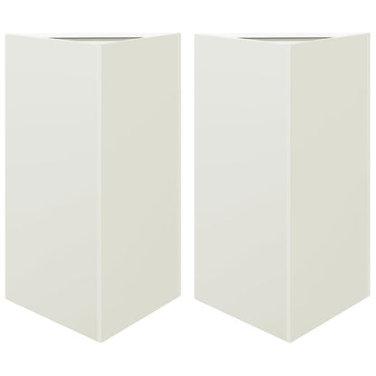 Jardineras Triangulares 2 Uds Acero Blanco 50x43x75 Cm_0