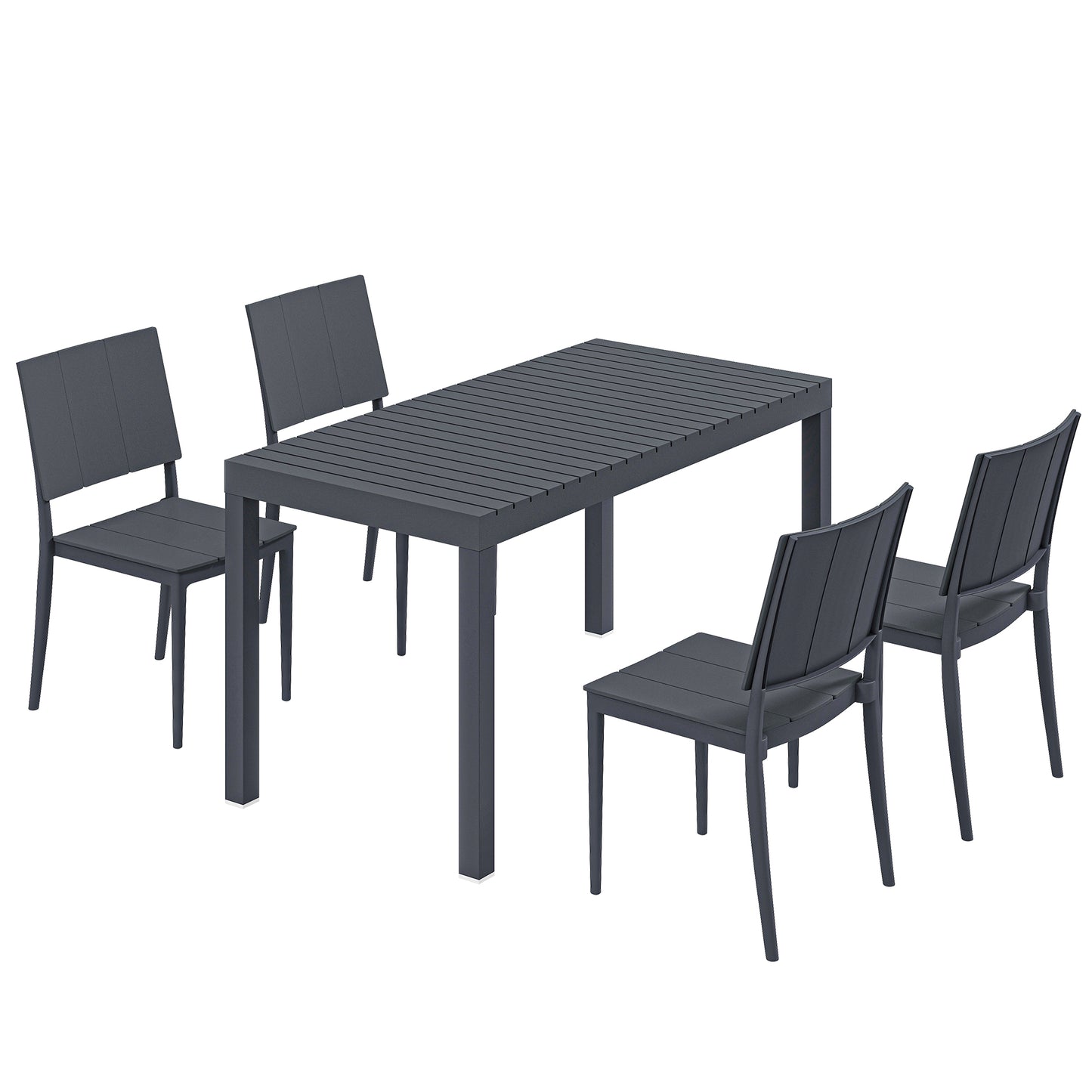 Outsunny Conjunto De Mesa Y Sillas Jardín De 5 Piezas Con Sillas Apilables Gris_0