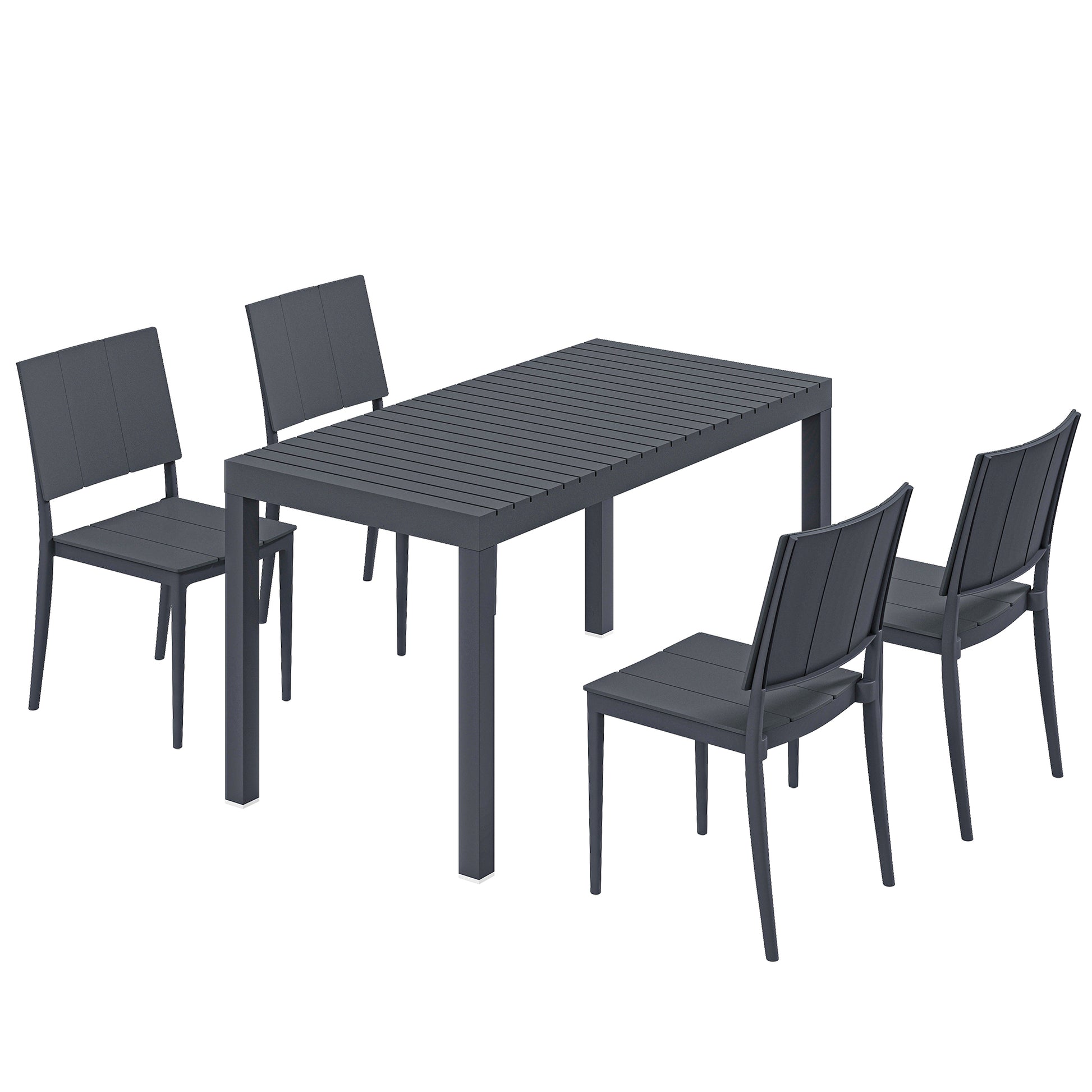 Outsunny Conjunto De Mesa Y Sillas Jardín De 5 Piezas Con Sillas Apilables Gris_0
