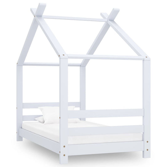 Vidaxl Estructura De Cama Infantil Madera Maciza Pino Blanco 70x140 Cm_0