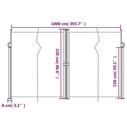 Vidaxl Toldo Lateral Retráctil Beige 220x1000 Cm_2