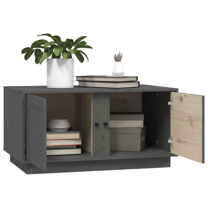 Mesa De Centro Madera Maciza De Pino Gris 80x50x40 Cm_3