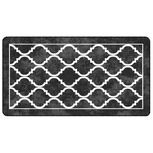 Vidaxl Alfombra Lavable Antideslizante Negro Y Blanco 80x150 Cm_0