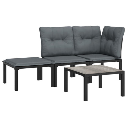 Vidaxl Set De Muebles De Jardín 4 Piezas Ratán Sintético Negro Y Gris_0