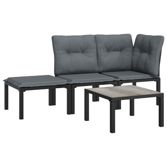 Vidaxl Set De Muebles De Jardín 4 Piezas Ratán Sintético Negro Y Gris_0