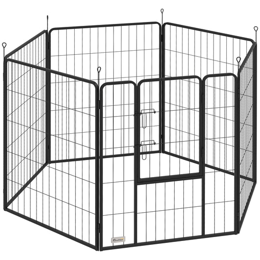 Pawhut Parque Para Perros De 6 Paneles De 100 Cm De Altura Con Puerta Negro_0