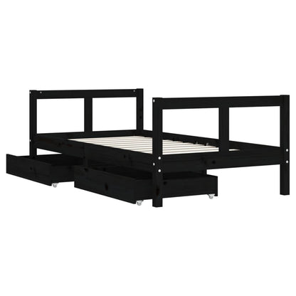 Vidaxl Estructura Cama Infantil Y Cajones Madera Pino Negro 80x160 Cm_3