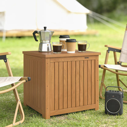 Outsunny Arcón Exterior De Madera 130l Con Forro Y Tapa Con Bisagras Marrón_4